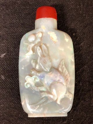 Antique Chinese Hand Carved opal Snuff Bottle 19th Century 3
