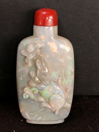 Antique Chinese Hand Carved opal Snuff Bottle 19th Century 5