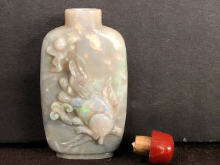 Antique Chinese Hand Carved opal Snuff Bottle 19th Century 7