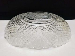 HUGE ANTIQUE FRENCH BRONZE MARBLE CUT CRYSTAL CENTERPIECE BOWL 11