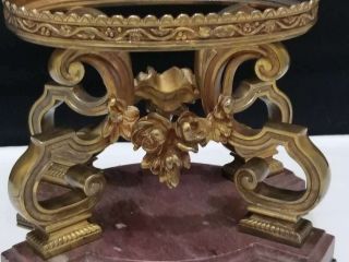 HUGE ANTIQUE FRENCH BRONZE MARBLE CUT CRYSTAL CENTERPIECE BOWL 8