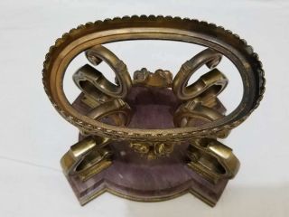 HUGE ANTIQUE FRENCH BRONZE MARBLE CUT CRYSTAL CENTERPIECE BOWL 9