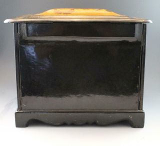 Antique Paper Mache Papier - mâché Tantalus Box w/ MOP Inlay Hand Painted 3