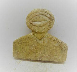V.  F Circa 6000bce Ancient Syro - Tell Brak Alabaster All Seeing Eye Idol