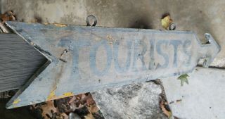 Early 1900 ' s Folk Art Painted TOURISTS Sign 9