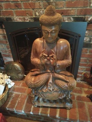 Stunning Tall Hand Carved Buddha From China,  Gorgeous