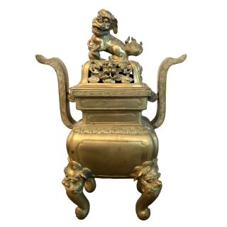 Chinese 18th/19th Century Bronze Censer With Foo Dog