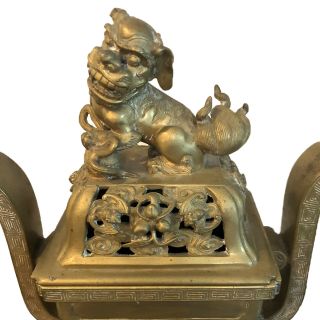 Chinese 18th/19th Century Bronze Censer With Foo Dog 2