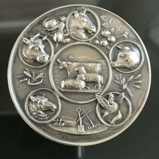 Antique Sterling Silver Wem & District Agricultural Association Award Medal 1904