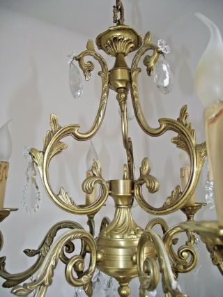 Antique French Louis XV Style Crystal Chandelier Gilded Bronze 6 Arm Cage 1032 10