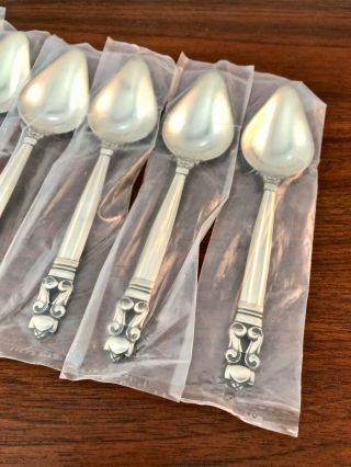 (6) ACORN BY GEORG JENSEN DANISH STERLING SILVER GRAPEFRUIT / FRUIT SPOONS 2