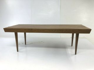 Mid Century Modern Slat Coffee Table Wood Vintage George Nelson Danish Bench 60s