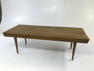 Mid Century Modern SLAT COFFEE TABLE wood vintage George Nelson danish bench 60s 2