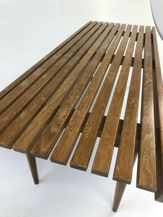 Mid Century Modern SLAT COFFEE TABLE wood vintage George Nelson danish bench 60s 4