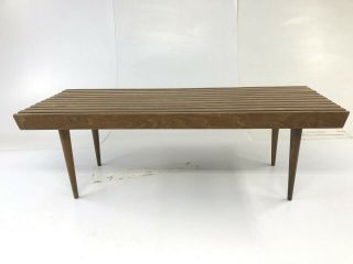 Mid Century Modern SLAT COFFEE TABLE wood vintage George Nelson danish bench 60s 8