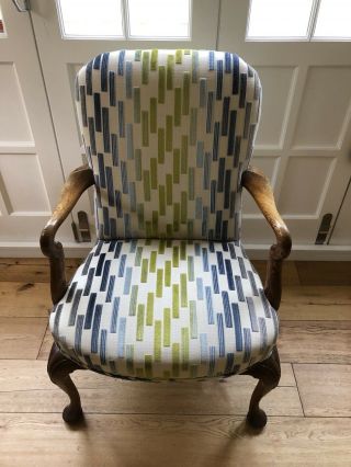 C.  1800 Fine Georgian Oak Elbow Armchair - Recovered In Finest Quality Fabric