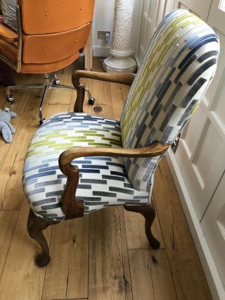 c.  1800 FINE GEORGIAN OAK ELBOW ARMCHAIR - RECOVERED IN FINEST QUALITY FABRIC 4