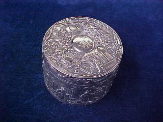 Ornate Antique Chinese Silver Tin With Lid Hung Chong Shanghai C 1900