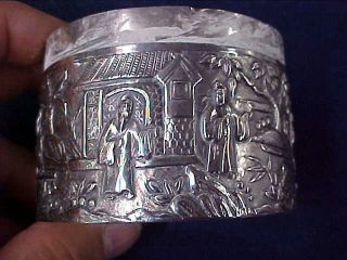 Ornate Antique Chinese Silver Tin With Lid Hung Chong Shanghai c 1900 6