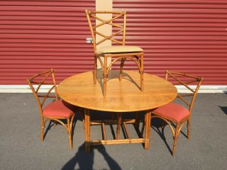 Antique Mid - Century - Modern Heywood Wakefeild Dining Table/chairs Furniture