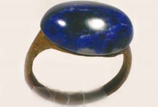 Ad300 Ancient Roman Pannonia (hungary) Ring Sz9¼,  Antique 19thc 8ct Blue Agate