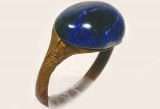 AD300 Ancient Roman Pannonia (Hungary) Ring Sz9¼,  Antique 19thC 8ct Blue Agate 3