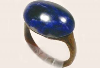 AD300 Ancient Roman Pannonia (Hungary) Ring Sz9¼,  Antique 19thC 8ct Blue Agate 4