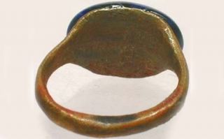 AD300 Ancient Roman Pannonia (Hungary) Ring Sz9¼,  Antique 19thC 8ct Blue Agate 5