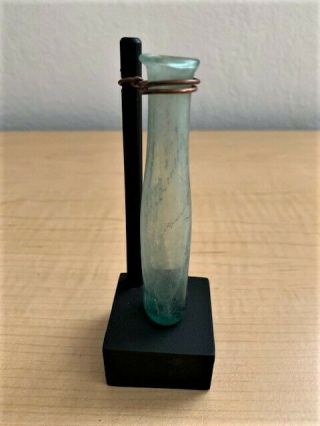 Ancient Roman " Tear " Glass Bottle; 100 A.  D.  Intact On Stand