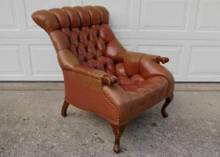 Carl Forslund Rip Van Lee Tufted Leather Chair Chesterfield Leopold Style