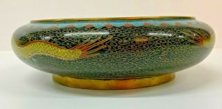 Cloisonne Antique Bowl Dish Chinese 19th Century 21cm diameter Dragon 4