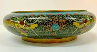 Cloisonne Antique Bowl Dish Chinese 19th Century 21cm diameter Dragon 5