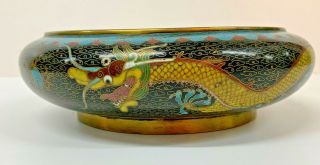 Cloisonne Antique Bowl Dish Chinese 19th Century 21cm diameter Dragon 6