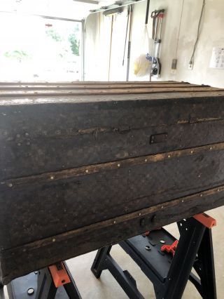 LOUIS VUITTON DAMIER ANTIQUE STEAMER TRUNK CHECKERBOARD COFFEE TABLE 5