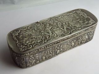Antique Continental Solid Silver Tobacco /table Box 15cm Long,  159grams