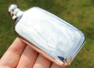 Antique Solid Silver Hip Flask SMALL c.  1899 (R3063Q) 2