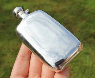 Antique Solid Silver Hip Flask SMALL c.  1899 (R3063Q) 3