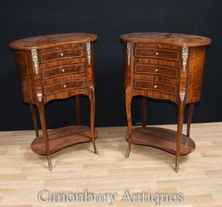 Regency Kidney Bean Bedside Tables Cabinets Nightstands