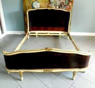 Rare Antique French Wooden Full Size Bed Frame - 85 1/2 X 59 X 47