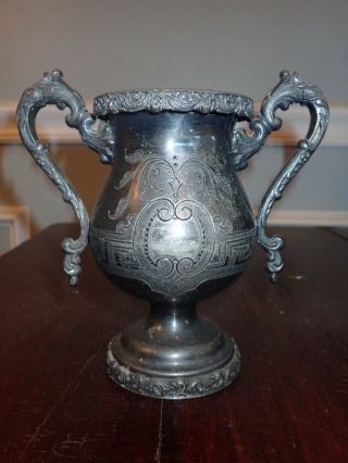 Antique Silverplate Loving Cup Trophy Rogers Smith & Co 1862 - 77 Ready To Engrave