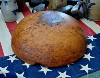 Huge Antique 19th c Burl Wood Bowl 18” 10