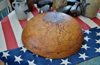 Huge Antique 19th c Burl Wood Bowl 18” 11