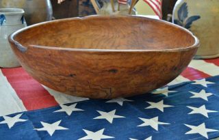 Huge Antique 19th c Burl Wood Bowl 18” 12