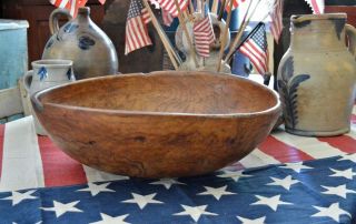 Huge Antique 19th C Burl Wood Bowl 18”