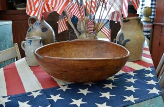 Huge Antique 19th c Burl Wood Bowl 18” 2
