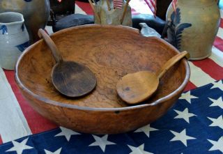 Huge Antique 19th c Burl Wood Bowl 18” 3