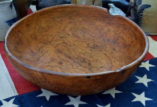 Huge Antique 19th c Burl Wood Bowl 18” 4