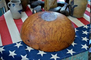 Huge Antique 19th c Burl Wood Bowl 18” 6