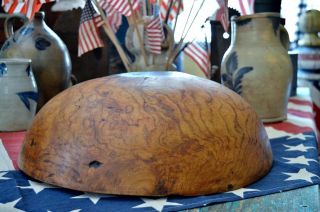 Huge Antique 19th c Burl Wood Bowl 18” 7