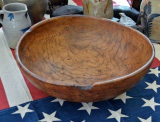 Huge Antique 19th c Burl Wood Bowl 18” 8